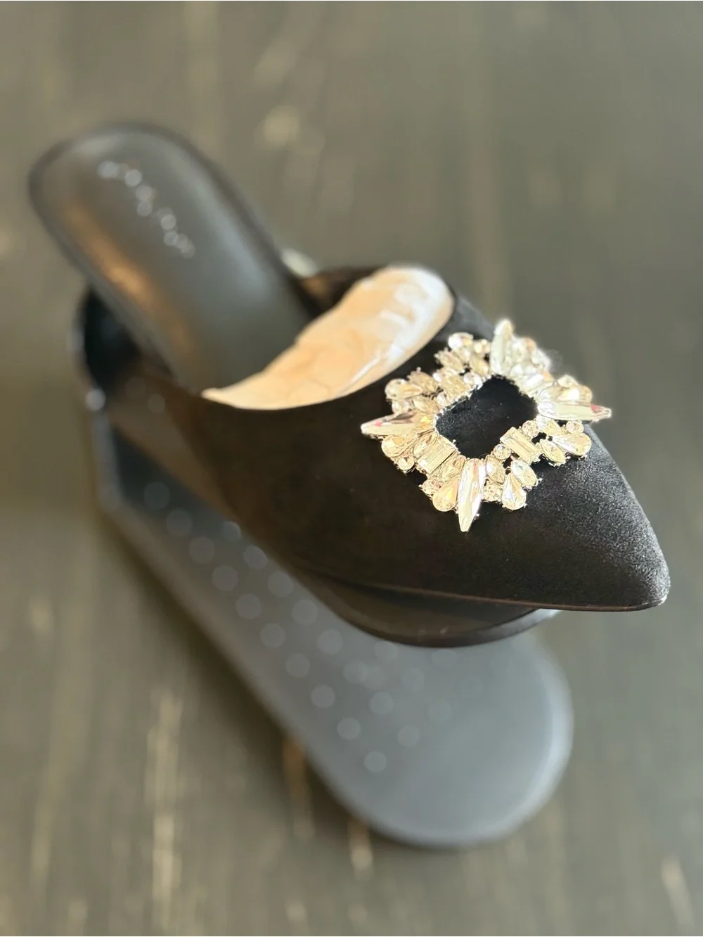 The Drop | Skylar Buckle Mule | Black Encrusted Jewel | Size 9 | NWT - Picture 8 of 9